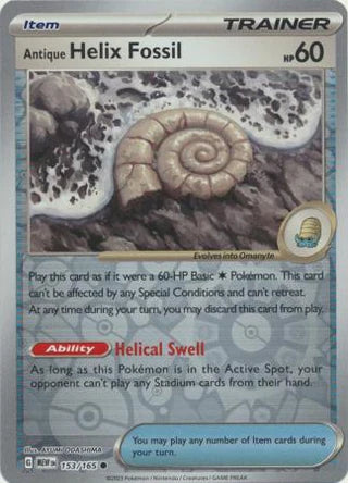 Antique Helix Fossil 153/165 Common Reverse Holo