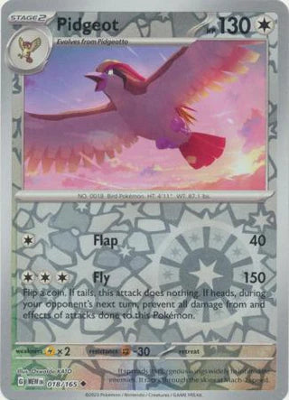 Pidgeot 018/165 Reverse Holo