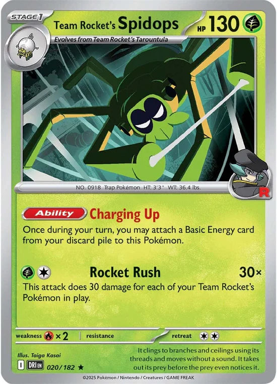 Team Rocket's Spidops 020/182 Rare Reverse Holo