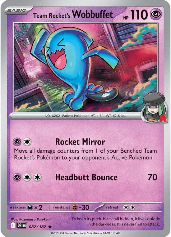 Team Rocket's Wobbuffet 082/182 Rare Reverse Holo