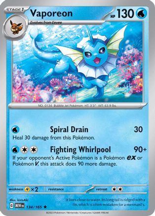 Vaporeon 134/165 Rare Holo